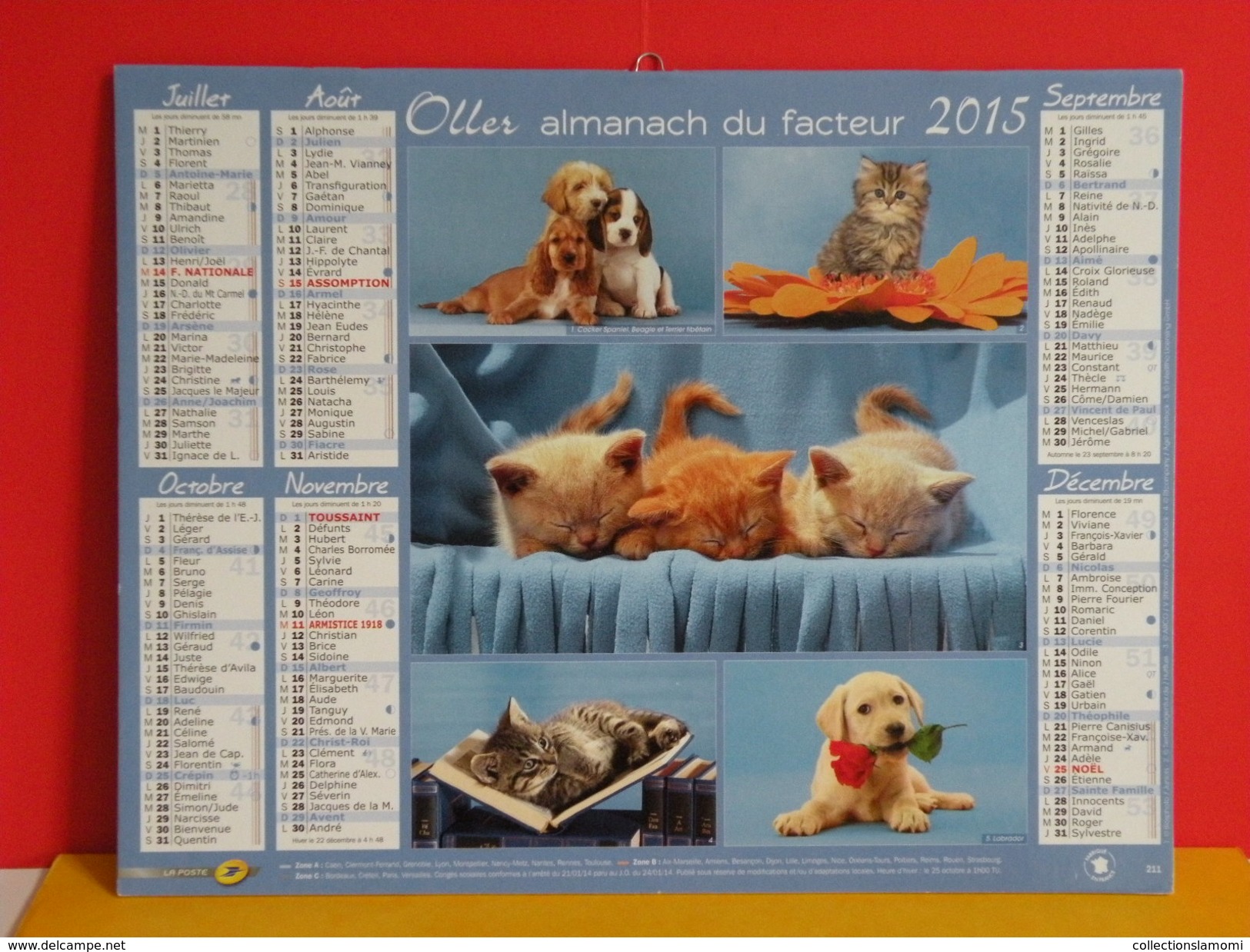 Calendrier Oller > Nos Amis Les Animaux Chien Et Chat - Almanach Facteur 2015 Comme Neuf - Grand Format : 2001-...