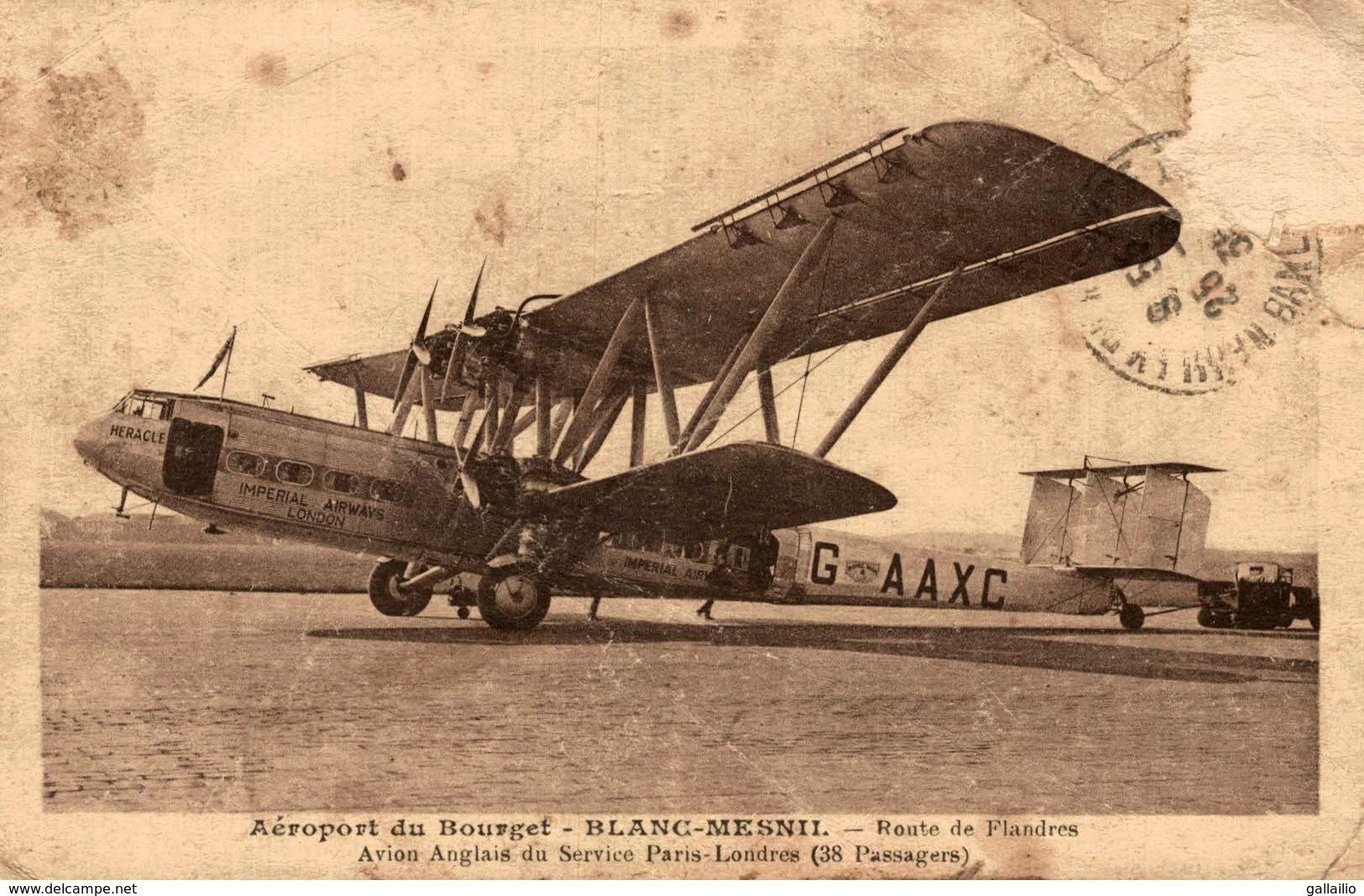 AEROPORT DU BOURGET BLANC MESNIL ROUTE DE FLANDRES AVION ANGLAIS DU SERVICE PARIS LONDRES - 1946-....: Moderne