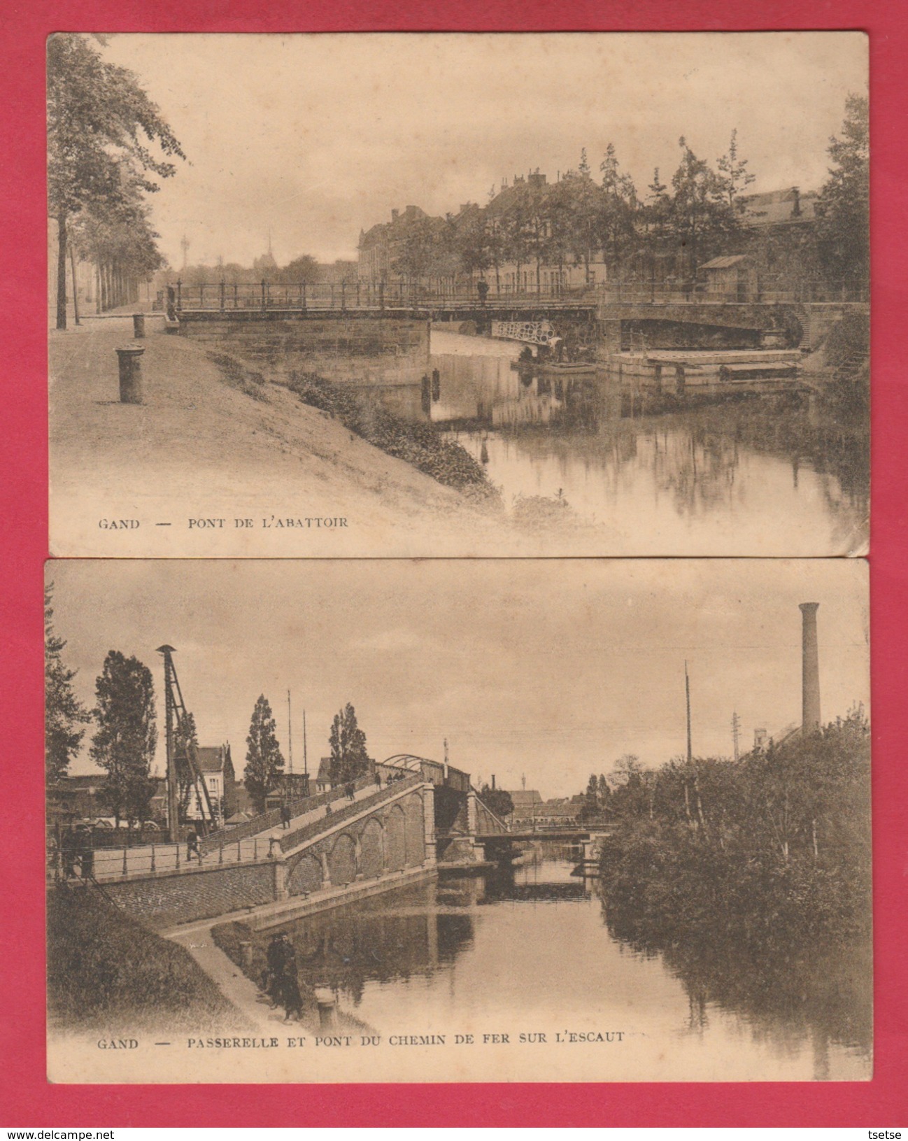 Gent / Gand - Pont De L'Abattoir Et Pont Du Chemin De Fer - 2 PK - 1909 ( Voir Verso ) - Gent