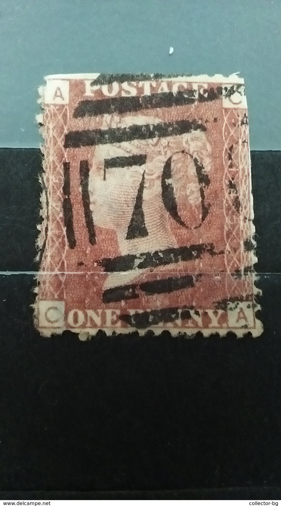 RARE  ONE PENNY GREAT BRITAIN 1858-79 CA AC ERROR CUR TOP N;708 USED STAMP TIMBRE - Used Stamps
