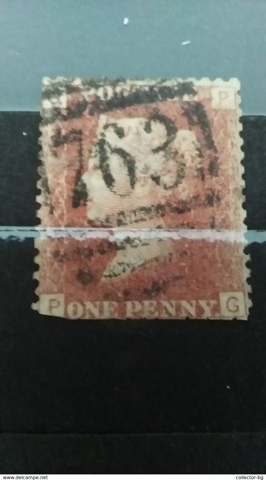 RARE  ONE PENNY GREAT BRITAIN 1858-79 GP-PG ERROR CUR BOTTOM N;763 USED STAMP TIMBRE - Used Stamps