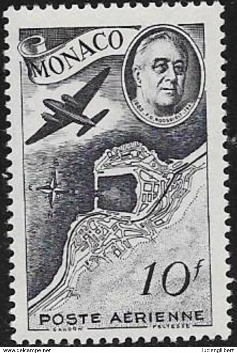MONACO  -  POSTE AERIENNE N° 20   - HOMMAGE AU PRESIDENT ROOSEVELT  -  NEUF  -  1946 - Airmail
