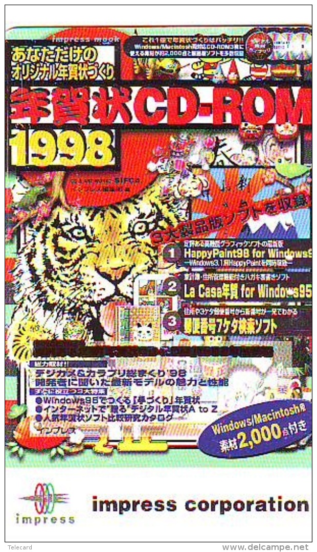 Télécarte  Japon * Animal * TIGRE * TIGER (763)  MACKINTOSH * Japan  Phonecard Telefonkarte * TIJGER - Andere & Zonder Classificatie