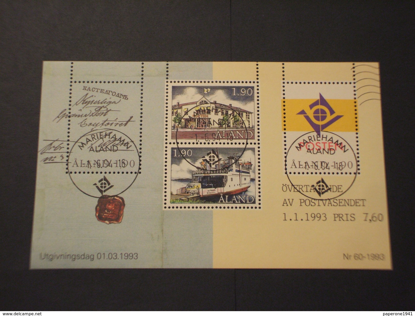 ALAND - BF 1993 POSTA - TIMBRATO/USED - Emissions Locales