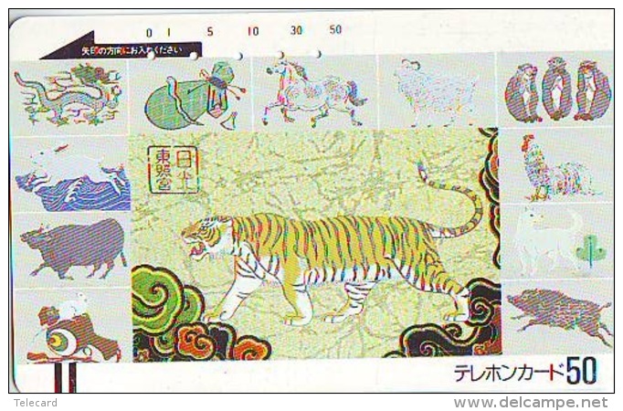 Télécarte Japon * FRONTBAR 110-2850 * ZODIAQUE * Animal * TIGRE * TIGER (802) Horoscope ZODIAC Japan PHONECARD TIJGER - Zodiaque