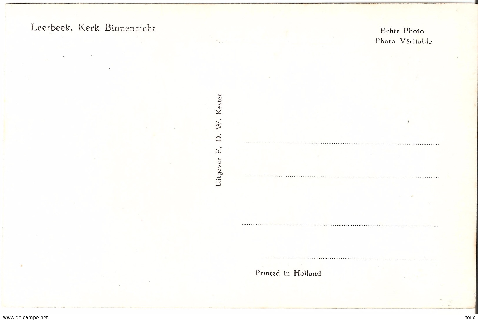 Leerbeek - Kerk Binnenzicht - Echte Photo - Uitgave E.D.W. Kester - Gooik