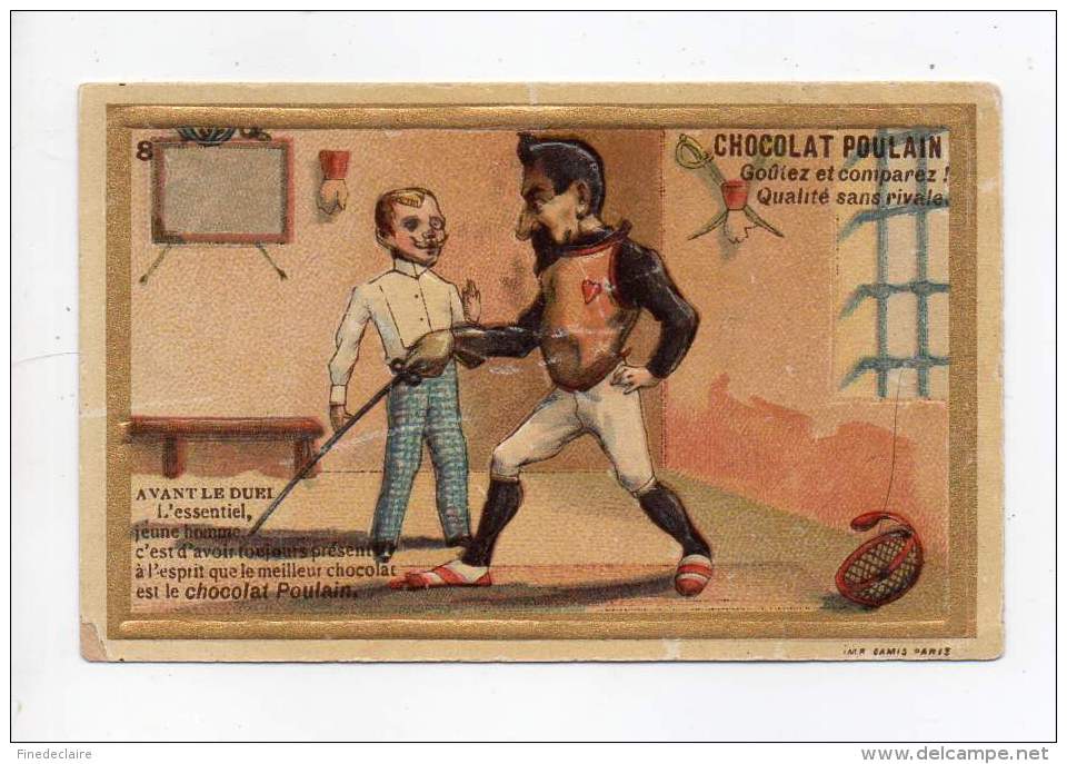 Chromo Gaufré - Chocolat Poulain - Avant Le Duel, L'essentiel, ... - Poulain