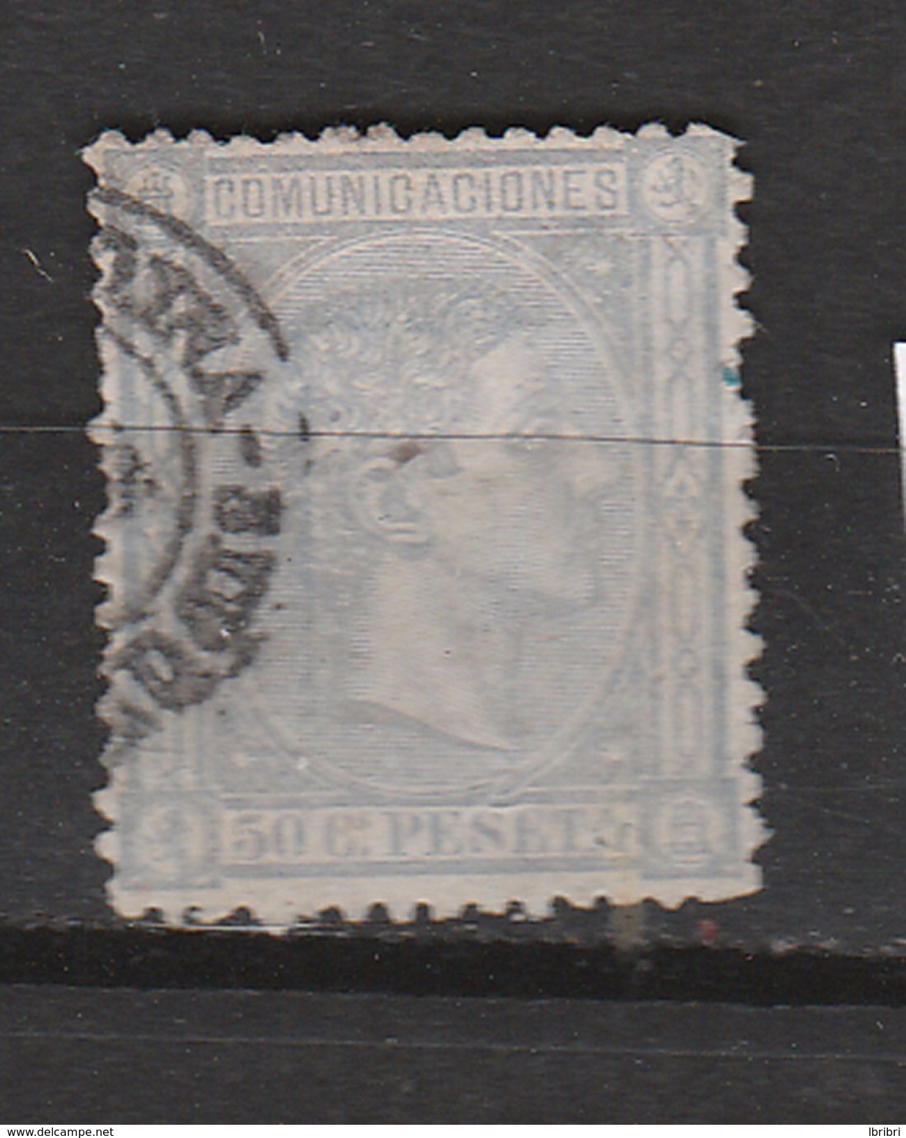 ESPAGNE N° 159 50C GRIS VIOLET ALPHONSE XII DENTS IRRÉGULIÈRES OBL - Used Stamps