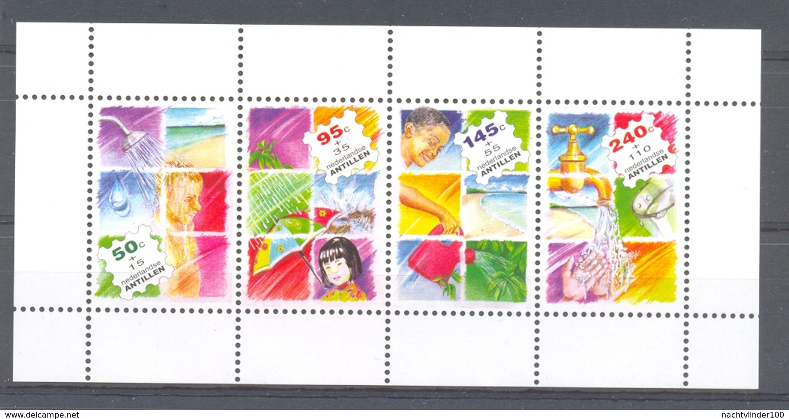 Nbr1472 KINDERZEGELS WATER REGEN KRAAN DOUCHE STAMPS FOR THE CHILDREN JUGENDWOHLFAHRT NEDERLANDSE ANTILLEN 2003 PF/MNH - Andere & Zonder Classificatie