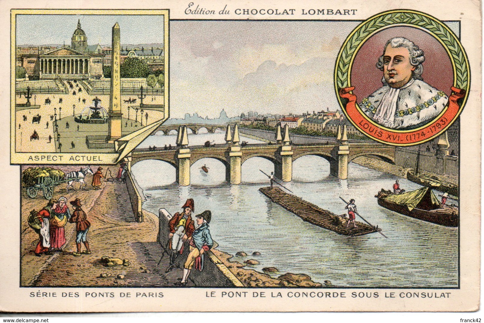 Chocolat Lombart. Les Pont De Paris. Le Pont De La Concorde Sous Le Consulat. Format CPA - Lombart