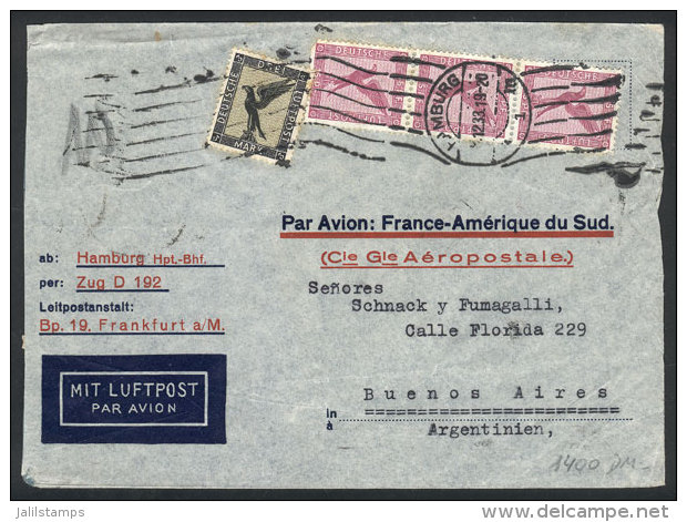 Airmail Cover Sent From Hamburg To Argentina On 7/DE/1933 By Air France (transit Backstamp Of Lyon), Franked With... - Autres & Non Classés