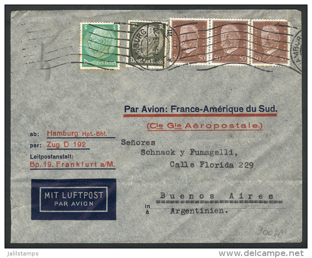 Airmail Cover Sent From Hamburg To Buenos Aires On 19/JA/1934 By Aeropostale, Franked With 1.85Mk, With Lyon... - Autres & Non Classés