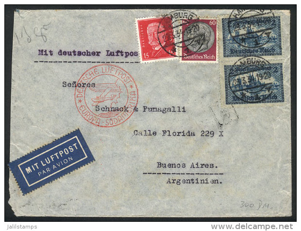 Airmail Cover Sent From Hamburg To Buenos Aires On 29/MR/1934 Franked With 4.75Mk., With Opening Defect Al Left,... - Andere & Zonder Classificatie