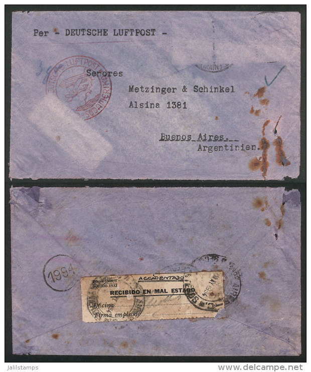 PLANE CRASH: Cover Sent To Buenos Aires By Airplane Dornier Tapajoz, Which Crashed On 3/MAY/1934 While It Landed In... - Autres & Non Classés