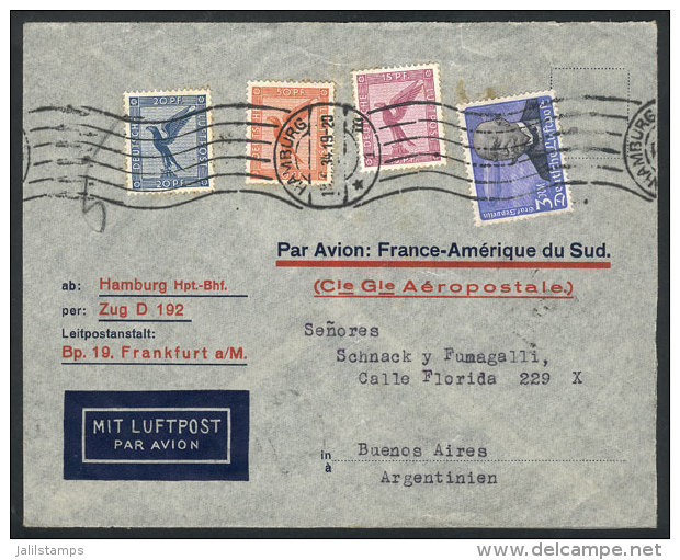 Airmail Cover Sent From Hamburg To Buenos Aires On 19/MAY/1934, By Air France (Marseille Transit Backstamp),... - Andere & Zonder Classificatie