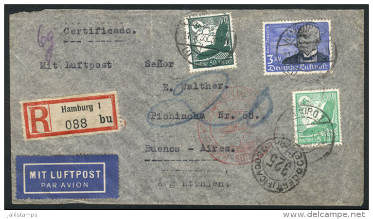Registered Airmail Cover Sent From Hamburg To Buenos Aires On 11/SE/1935 Franked With 3.55Mk., VF Quality! - Other & Unclassified