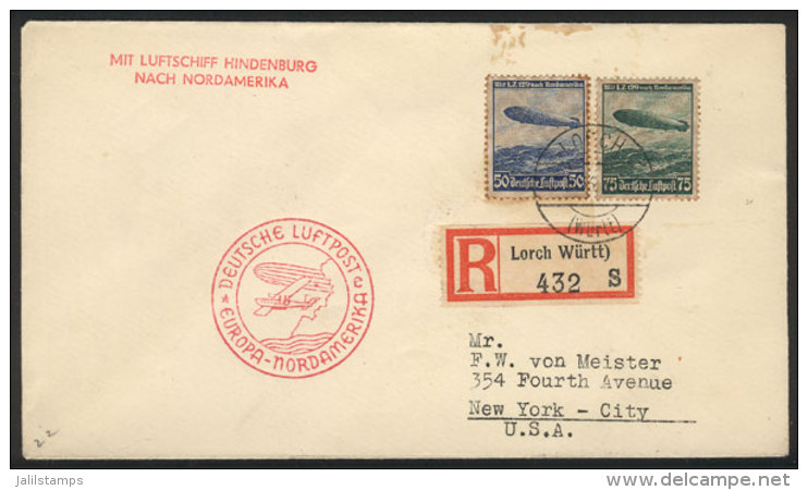 Cover Flown On The Hindenburg, Sent From Lorch To New York On 7/MAY/1936, Arrival Backstamps, Minor Staining Else... - Other & Unclassified