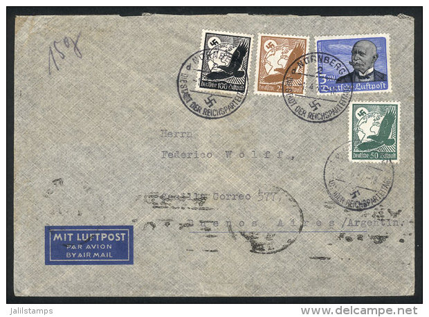 Airmail Cover Sent From N&uuml;rnberg To Buenos Aires On 1/AP/1937 Franked With 4.75RM., Including Michel 539x... - Andere & Zonder Classificatie