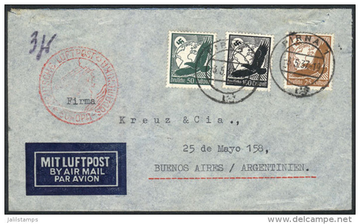 Airmail Cover Sent From Pirna To Argentina On 3/MAY/1937, Franked With 1.75Mk. - Autres & Non Classés