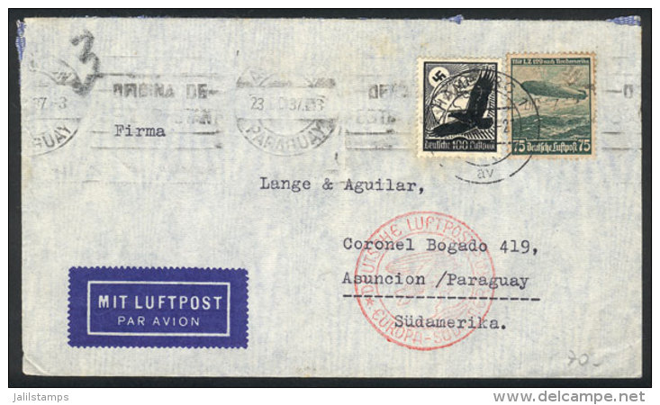 Airmail Cover Sent From Hamburg To PARAGUAY On 14/DE/1937, VF Quality! - Other & Unclassified