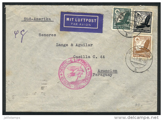 Airmail Cover Sent From Remscheid To PARAGUAY On 7/FE/1938, Fine Quality! - Andere & Zonder Classificatie