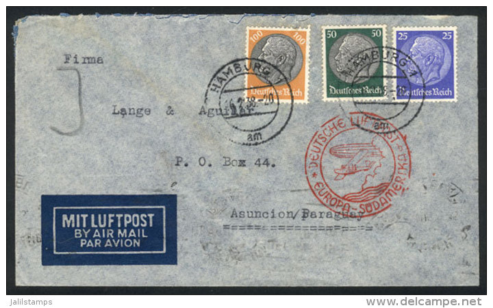 Airmail Cover Sent From Hamburg To PARAGUAY On 16/FE/1938, Franked With 1.75Mk, With Asunci&oacute;n Arrival... - Autres & Non Classés