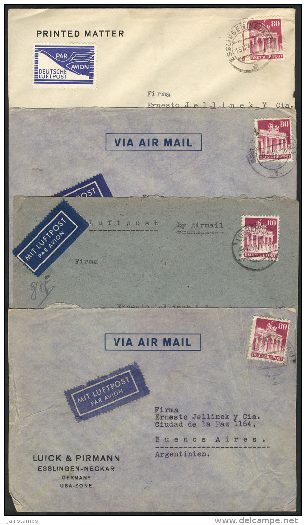 4 Airmail Covers Sent To Argentina Between July And December 1948, Interesting! - Other & Unclassified