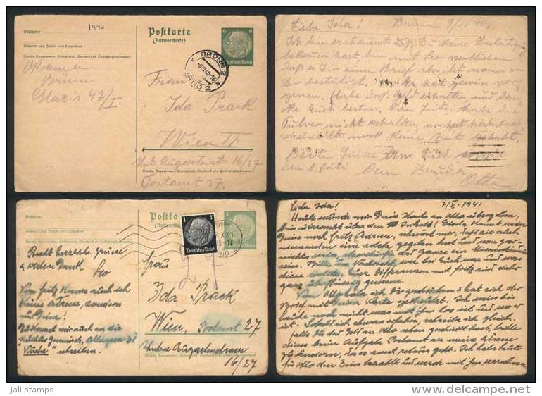 Lot Of 6 Covers Or Postcards Used Between 1938 And 1942 From Germany Or Austria, All Franked With German Stamps,... - Other & Unclassified