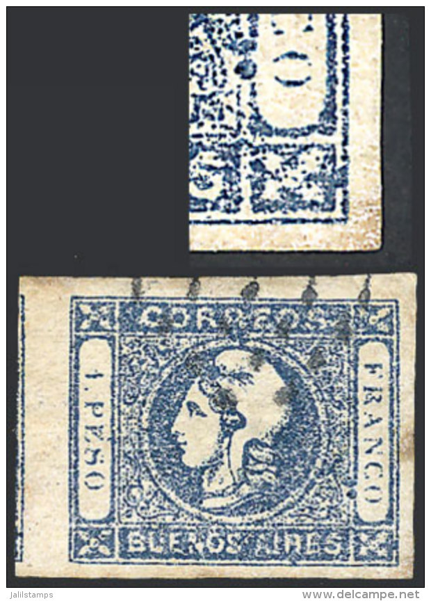 GJ.17, 1P. Dark Blue, Worn Impresion, With Variety: 2 Blue Spots At Left Of The O Of FRANCO, VF! - Buenos Aires (1858-1864)