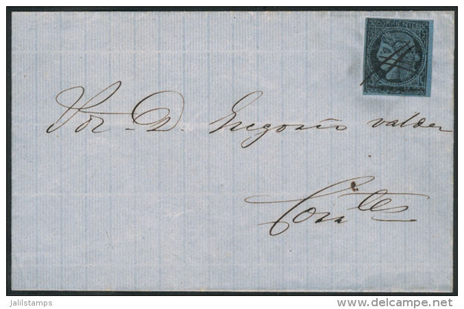 GJ.2, 3c. Provisional (1 Real M.C. With Goose Quill Stroke Through The Value), Franking A Folded Cover To... - Corrientes (1856-1880)