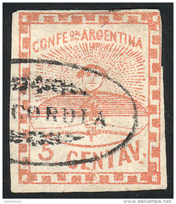 GJ.1e, With CONCORDIA Cancel In Ellipse (+600%), Very Nice Example, Signed By Alberto Solari On Back - Gebruikt