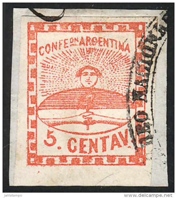 GJ.1e, On Fragment Used In Rosario, Superb, Signed By Alberto Solari On Back - Used Stamps