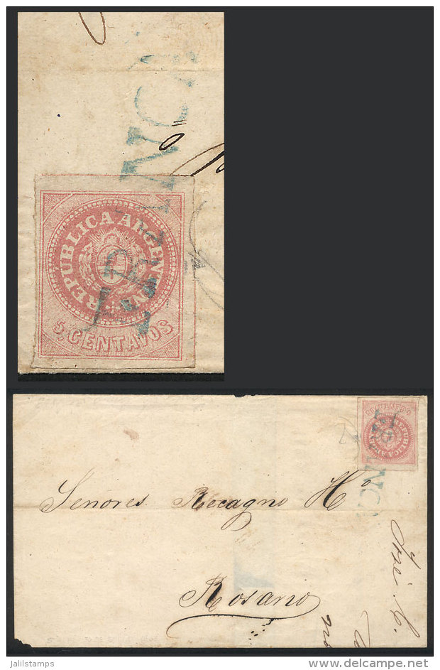 GJ.7, 5c. Rose With Accent, Franking A Folded Cover Dated Santa Fe 30/JA/1863 And Sent To Rosario, With... - Brieven En Documenten