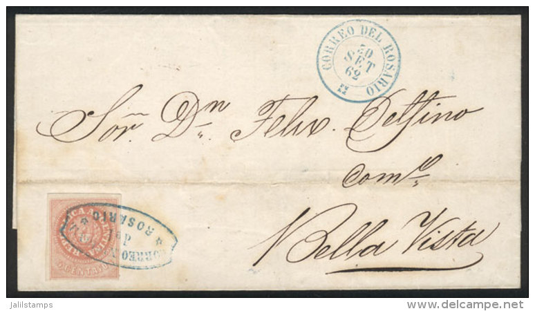 GJ.7A, 5c. With Accent, Notable SALMON-ROSE Color, Franking A Folded Cover Sent From Rosario To Bella Vista On... - Lettres & Documents