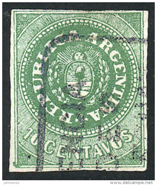 GJ.8, 10c. Green With VARIETIES: Accent Between The Letters "B" And "L" Of REPUBLICA + Small Ink Spot At Lower... - Used Stamps