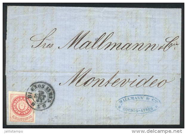 GJ.12, 5c. Semi-worn Plate, Fantastic Rose Example Franking A Front Of Folded Cover Sent From Buenos Aires To... - Brieven En Documenten