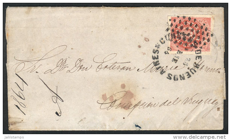 GJ.15, 5c. Narrow C, Dull Red, Very Nice Example Franking An Entire Letter Sent To Concepci&oacute;n Del Uruguay On... - Lettres & Documents