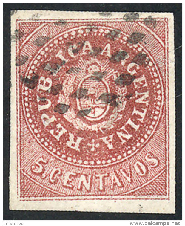 GJ.15A, 5c. Narrow C In Notable PURPLE Color (very Rare), With A Light Thin On Back But Wide Margins And An... - Oblitérés
