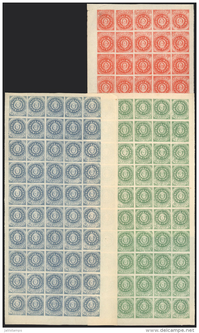 Lange Reprints: COMPLETE SHEETS Of 50 Stamps Of The 3 Values, Unmounted (5 Stamps In Each Sheet With Hinge Mark),... - Ongebruikt