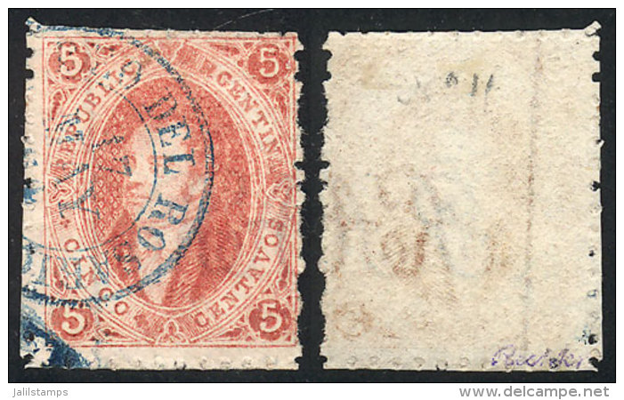 GJ.19, 1st Printing Perforated, Sheet Corner (position 90), Fantastic Example Used In Rosario On 17/MAY/1864 (very... - Oblitérés