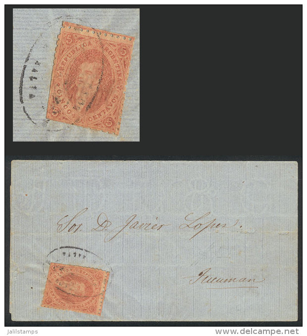 GJ.20d, 3rd Printing, DIRTY PLATE Variety, Franking A Folded Cover With Rococo Cancel Of SALTA, Very Nice!... - Covers & Documents