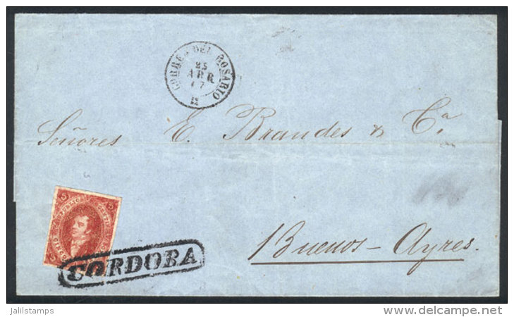 Folded Cover Dated 19/AP/1867, Sent To Buenos Aires And Franked With GJ.26 (5th Printing), With A Spectacular... - Brieven En Documenten