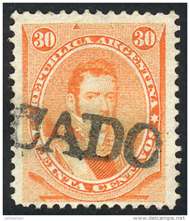 GJ.42, 1867 30c. Alvear, With Straightline CERTIFICADO Cancel, Excellent Quality! - Autres & Non Classés