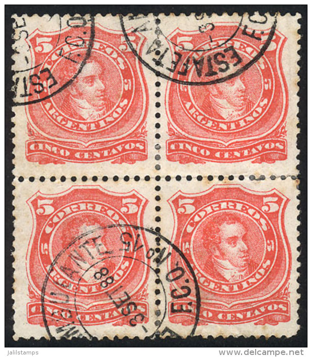 GJ.84, Used Block Of 4 With The Rare Double Circle Cancel "Estafeta Ambulante N&ordm;15 - F.C.O." For 3/SE/1888,... - Other & Unclassified