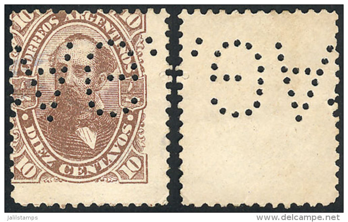 GJ.87, 1888 10c. Avellaneda, With Bulk Mail PUNCHED Cancel, Extremely Rare, Very Fine Quality! - Andere & Zonder Classificatie