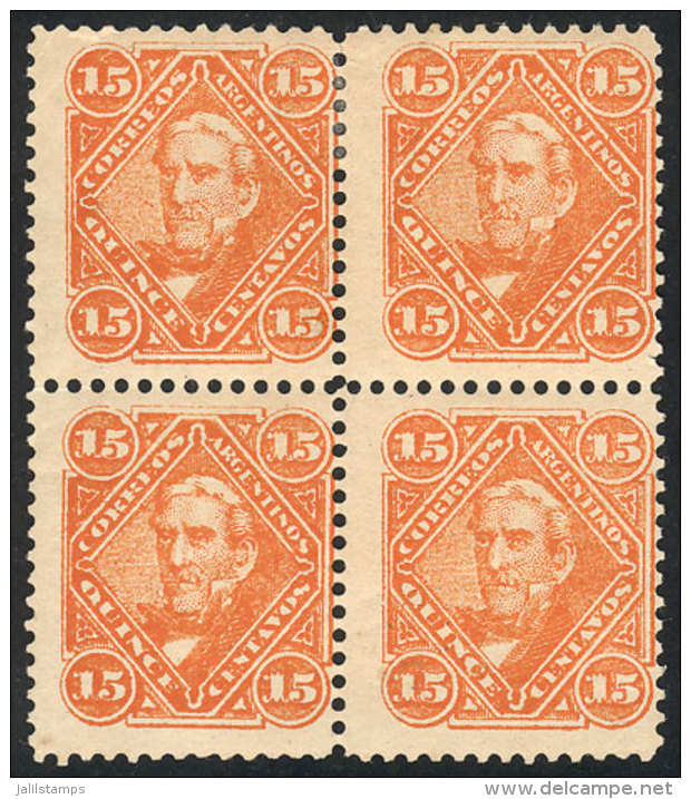 GJ.88, 1888 15c. San Mart&iacute;n, Beautiful Mint Block Of 4, 2 Stamps MNH (+100%), Very Fresh And Attractive,... - Other & Unclassified