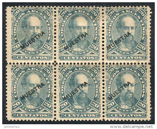 GJ.89, 1888 20c. Roca, Block Of 6 Overprinted MUESTRA, Very Nice! - Andere & Zonder Classificatie