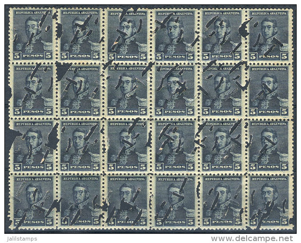 GJ.151, Block Of 24 Stamps, With Bulk Mail "C Y T" Punched Cancel, Very Rare! - Andere & Zonder Classificatie