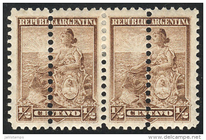 GJ.217, 1899 &frac12;c. Liberty, Pair With DOUBLE VERTICAL PERFORATION, VF, Rare! - Autres & Non Classés
