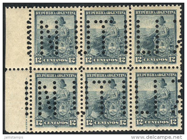 GJ.225, 1899 12c. Liberty, Block Of 6 Punched With Bulk Mail Cancel "INUTILIZADO", VF And Rare! The Low Values Of... - Andere & Zonder Classificatie